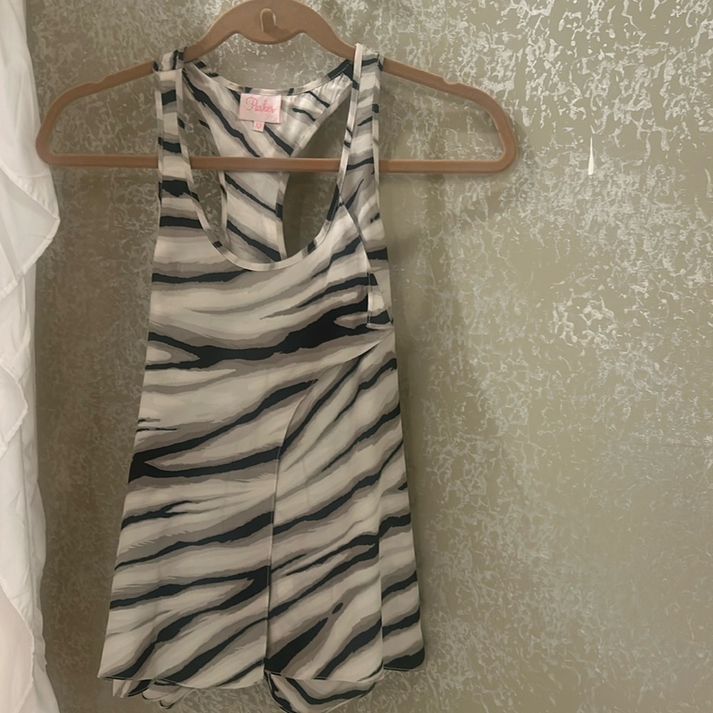 Zebra style print hundred percent silk camisole, lightly worn